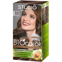 Kreminiai plaukų dažai " Studio BIOcolor", 5.0 rusvas 50/50/15 ml